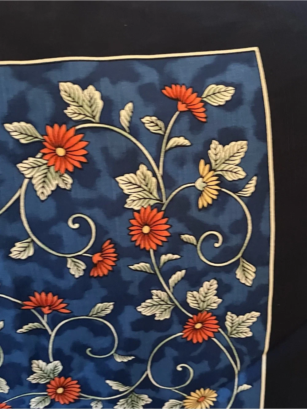 Furoshiki Japanese Cotton Wrapping Cloth Cover Blue Floral Square 39in